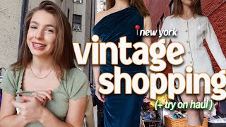 VINTAGE SHOPPING in NYC 🗽 (+ try on haul ) | thrift vlog 46