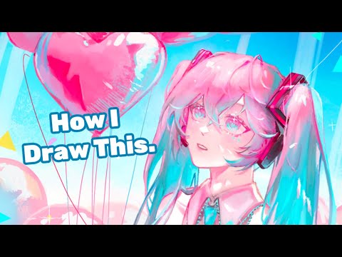 Project Sekai is hard, so I draw miku. || DIGITAL PAINTING WALKTHROUGH