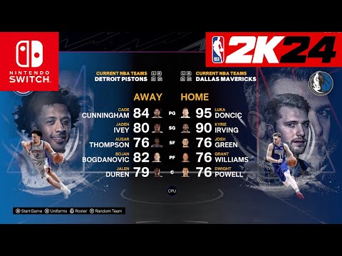 NBA 2k24 Nintendo Switch - Detroit Pistons Vs Dallas Mavericks Full Gameplay