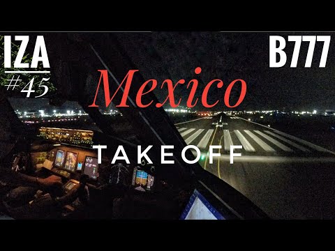 B777 TAKEOFF Mexico | 4K Cockpit View | ATC & Crew Communications