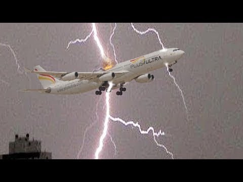 飛機遭雷擊彙編 - 閃電襲擊了全世界的飛機和機場 HD