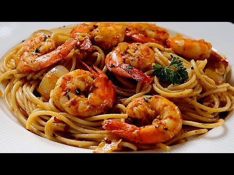 Easy meals to make at home,lemon prawn pasta recipe, lemon garlic spaghetti, shrimp noodles