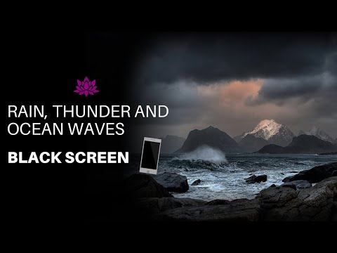 Rain, Thunder and Ocean Waves | Relaxing sound for Sleep, Study or Meditation |BLACK SCREEN| 8 Hours