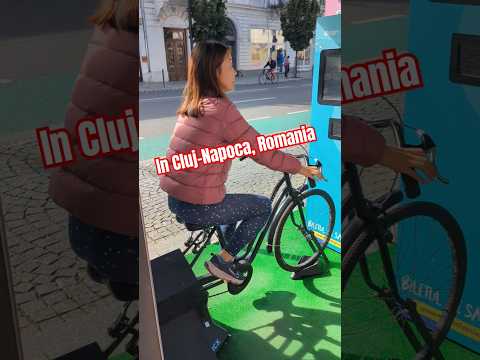 In Cluj-Napoca, Romania, you can pedal 400m to win a free bus ticket #shorts #clujnapoca #romania