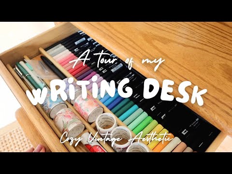 a tour of my cozy vintage aesthetic WRITING DESK ✨ cozy vibes