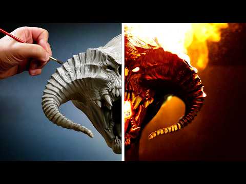 Balrog Sculpture Set On Fire - Build Timelapse