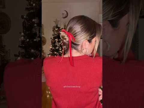 easy and quick low bun on short layered hair 🎄 perfect for the holidays✨ #hairstyle #hairtutorial