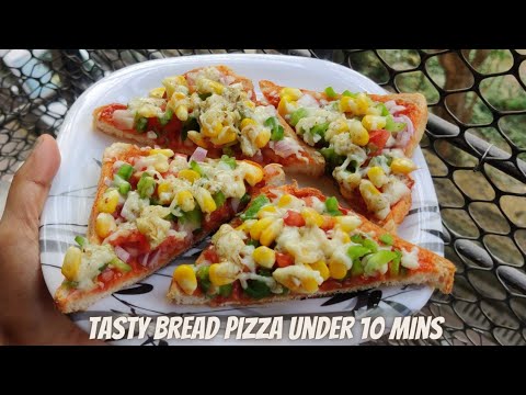 Veg Bread Pizza Recipe - Tasty Bread Pizza Under 10 Mins  #snacksrecipe #breadpizza #kidsrecipe