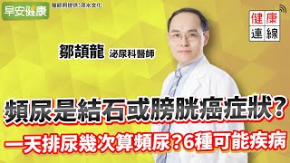 頻尿是結石或膀胱癌症狀？一天排尿幾次算頻尿？6種可能疾病告訴你︱ 鄒頡龍 泌尿科醫師 【早安健康】