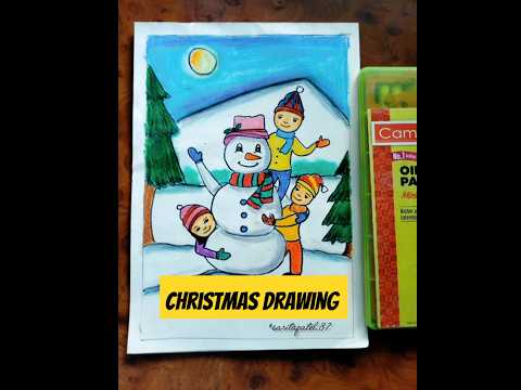 Easy christmas drawing 🎄⛄ using oil pastels colours #drawing #christmasdrawingideas #youtube