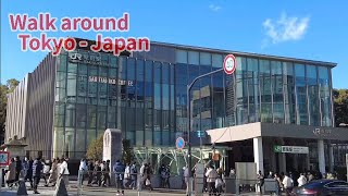 Walking around Tokyo - Japan by a travel walker (around Harajuku station at Shibuya)