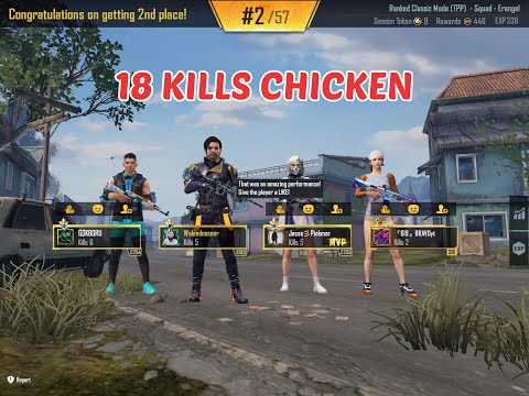 PUBG MOBILE Double Kill Enemy. Total 18 kills CHICKEN DINNER Gameplay.