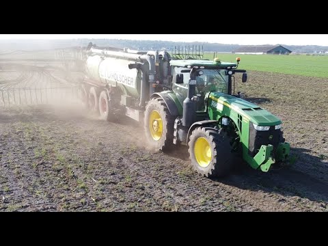 Güllefahren 2021 Lingen mit John Deere 8335R und Kotte Garant