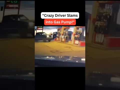 "Crazy driver slams into a gas pump, all caught on the Woodman dash cam!