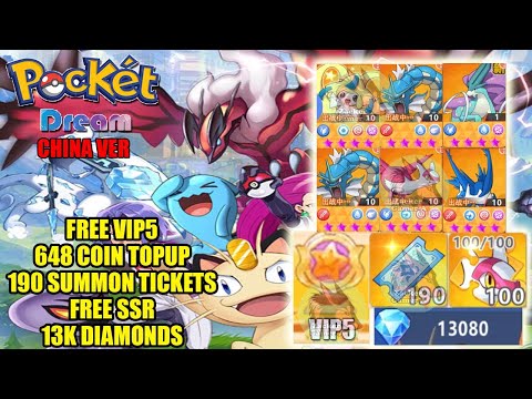 Pocket Dream M CN Gameplay - Free VIP5 & Coin Topup & 190 Summon & Free SSR & 4 Gift Codes