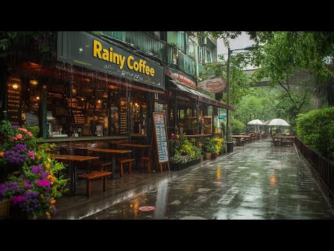 Unique Rain Sounds Outside a Cozy Café, White Noise for Healing & Relaxation | Rain Sounds for Sleep