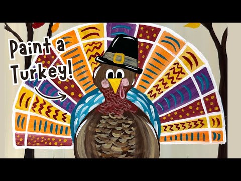 Easy Thanksgiving Turkey Painting for Beginners| Step by Step Acrylic Painting Tutorial