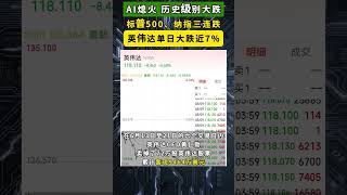 AI历史级暴跌！英伟达3天蒸发4300亿美元！