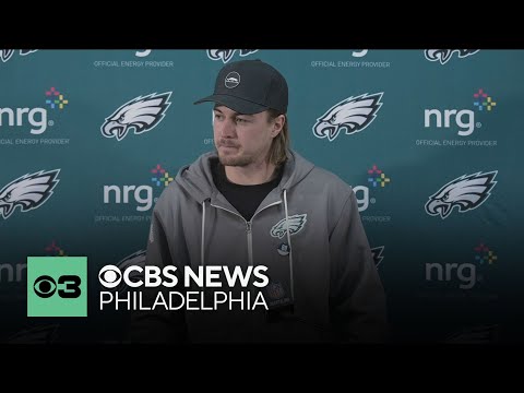 Philadelphia Eagles quarterback Kenny Pickett speaks after loss to Washington Commanders