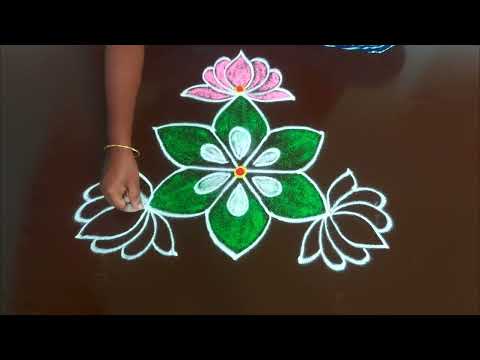 kaarthigai madam special Rangoli ||padi kolam designs|| simple rangoli ||5*3 dots muggulu