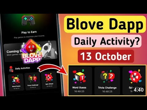 Blove dapp daily activity today ? word guess code & trivia challenge answer ?