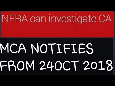 NFRA can Investigate CA for misconduct MCA Notifies