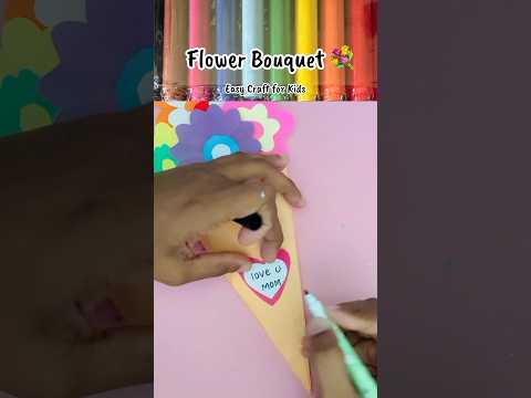 How To Make Flower bouquet 💐t! Easy PaperCraft for Kids #drawingforkids #flowers #Craft #shorts