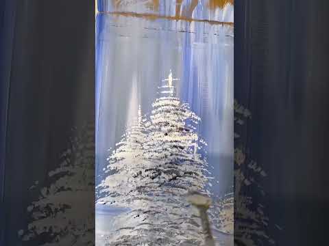 Snowy tree landscape painting idea! 🎨❄ #tutorials #BeginnerFriendly #easypainting #acrylicpainting