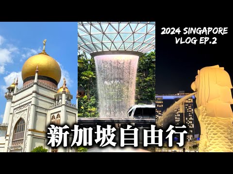 2024新加坡自由行EP.2｜新加坡景點美食｜牛車水。麥士威天天海南雞飯。亞坤｜小印度。阿拉伯區。蘇丹回教堂。哈芝巷｜武吉士｜魚尾獅｜星耀樟宜。機場瀑布｜Singapore travel vlog