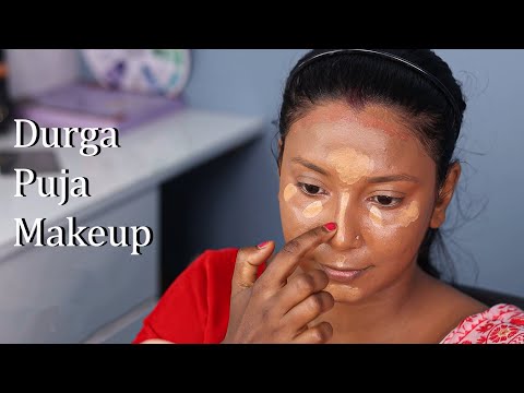 Durga Puja Astomi Makeup/Affordable Beginners Makeup/ Simple Makeup For Beginners/ Easy Makeup