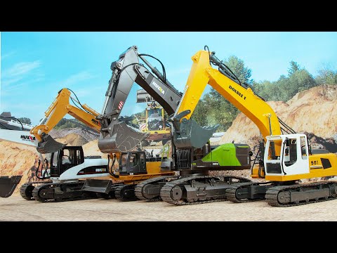 Compare excavators of different colors and sizes and compare them with real excavators