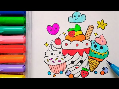 Drawing and Painting  Cup and Cone Ice cream for Kids & Toddlers | Simple Drawing, Coloring #drawing