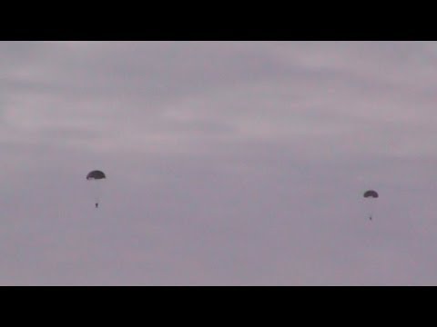 Parachutists in Khatanga - Geographic North Pole 2002 expedition