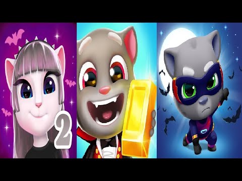 Talking Tom Gold Run VS Talking Tom Hero Dash My Talking Angela 2 Halloween 2024  ANGELA ZOMBIE BEN