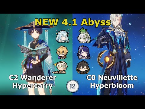 NEW 4.1 ABYSS!! C2 Wanderer Hypercarry & C0 Neuvillette Hyperbloom - 4.1 Spiral Abyss