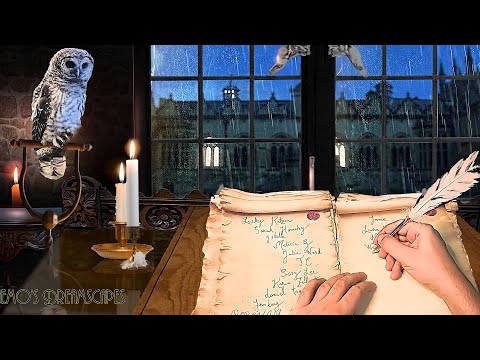 You're studying at Hogwarts by the window and it's raining (oldies music, writing ASMR) PATRONS list