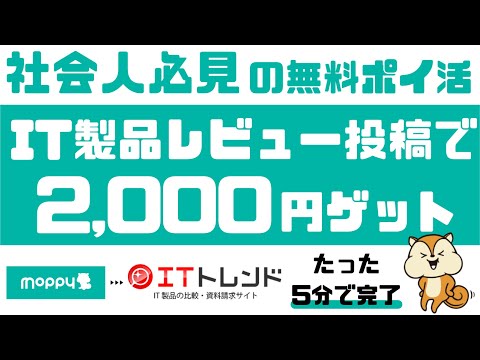 【社会人必見ポイ活】5分で終わる簡単レビューで2,000円ゲットしよう【ITトレンド×モッピー】