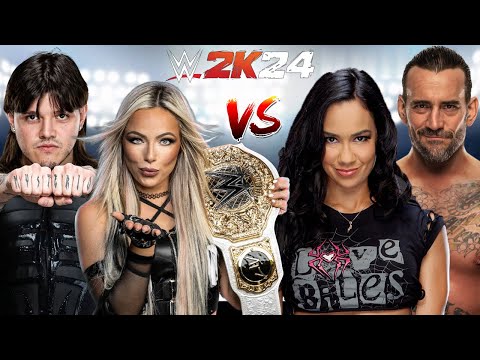 WWE 2K24 LIV MORGAN & DOMINIK MYSTERIO VS. AJ LEE & CM PUNK MIXED GENDER TAG TEAM MATCH!