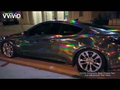 VViViD Black Chrome Holographic walk-around Hyundai Genesis Coupe vinyl wrap