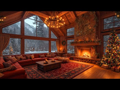 Crackling Fireplace Sounds with Christmas Jazz Instrumental 🎄 Cozy Christmas Ambience for Relaxation