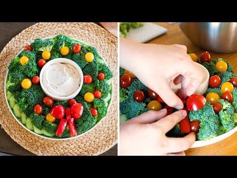 How to Make a Christmas Veggie Tray Wreath