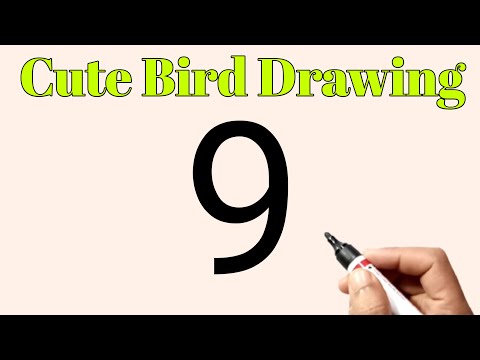 Cute Bird Drawing Easy Step By Step | How To Draw Bird From Number 9