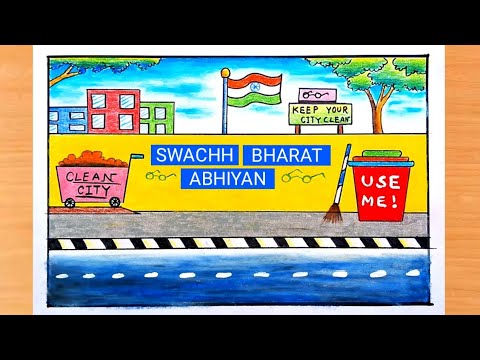 Swachh Bharat Abhiyan Drawing | How to draw Swachh Bharat Abhiyan | Clean India Green India drawing