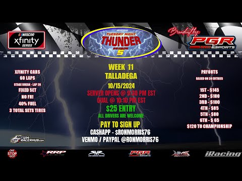 RMR | Tuesday Night Thunder | Season 5 | Race 11 | Talladega Superspeedway | PGR eSports