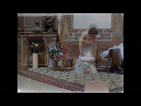 [4k, 60fps, colorized] (1896) Victorian eroticism: Woman undressing.Wedding night.