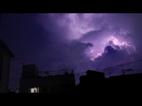 Lightning strikes over Osaka