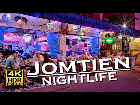 Jomtien Pattaya - Nightlife, Bars, Restaurants, Thai massages 4K 60 HDR 💖 Walking Tour 👀 Thailand 🇹🇭