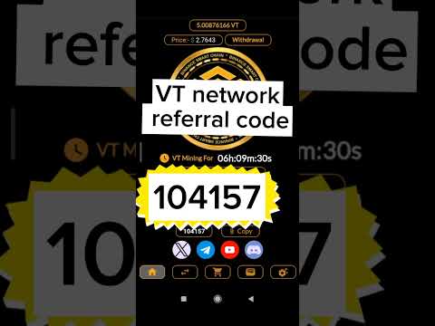 VT network referral code. VT network mining app referral code. #vtnetwork