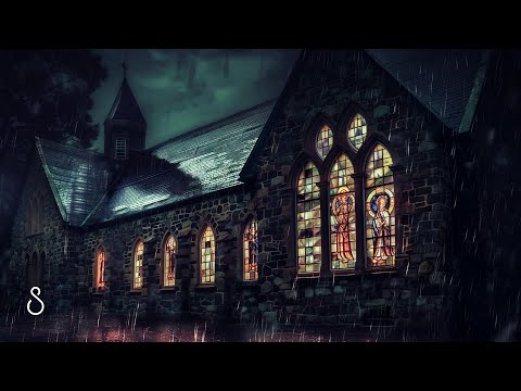 Relaxing Rainfall Through A Stained Glass Window | Black Screen Rain Sounds For Sleep