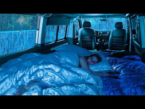 Deep Sleep Ambience: Relax & Fall Asleep Instantly with Heavy Rain & Thunder on Cozy Car at Night